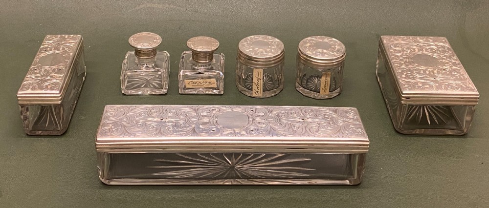 Walnut Lady's Dressing Case with hallmarked Silver tops (1872) View XX