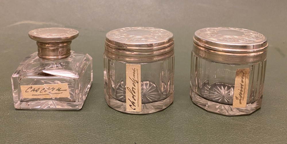 Walnut Lady's Dressing Case with hallmarked Silver tops (1872) View XXI