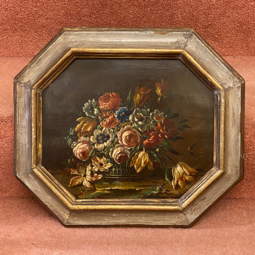 Pair of 19th century Octagonal Still-Life paintings - Probably Italian. View II