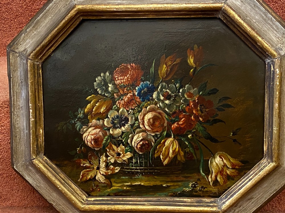 Pair of 19th century Octagonal Still-Life paintings - Probably Italian. View III
