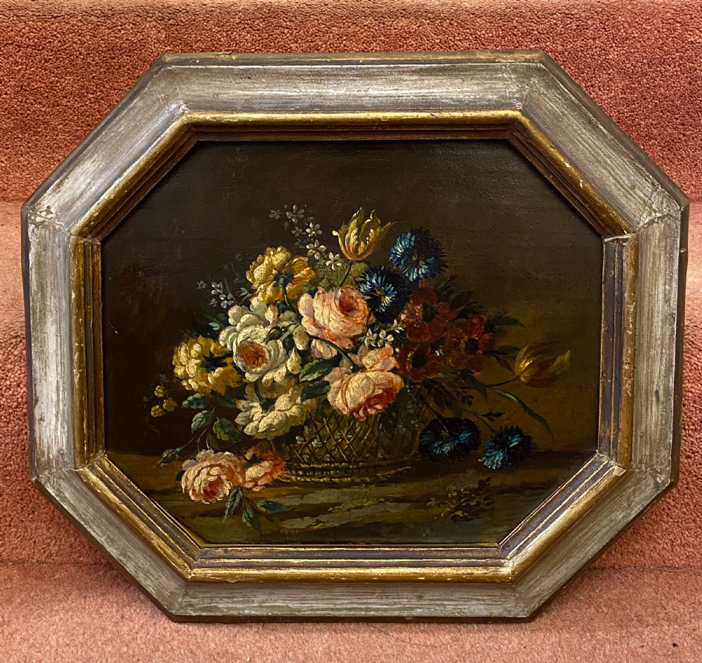 Pair of 19th century Octagonal Still-Life paintings - Probably Italian. View VIII