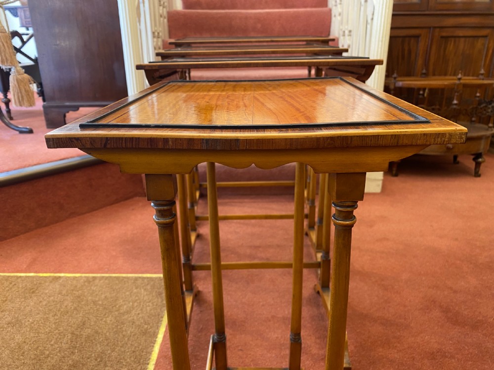 Sturdy Edwardian period NEST of FOUR Satinwood Tables View VI