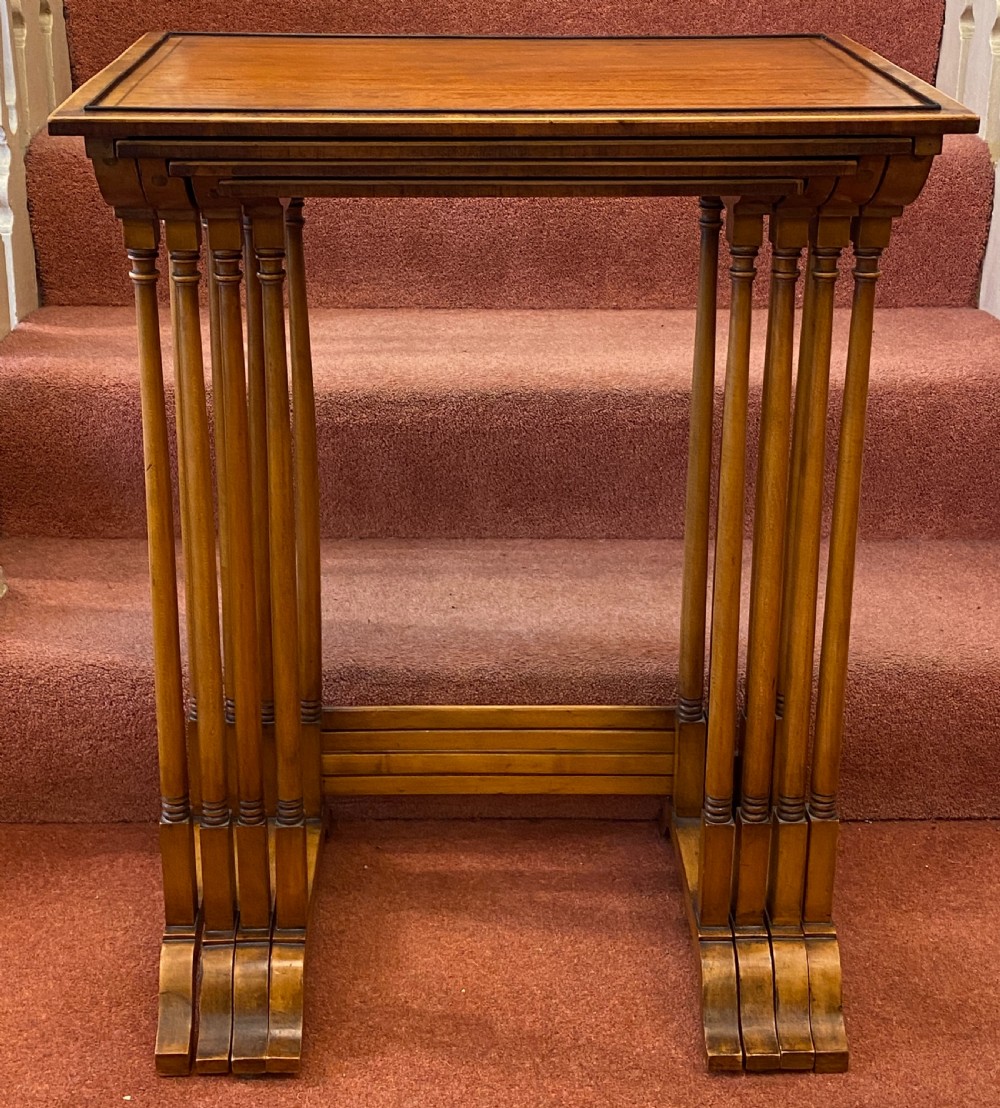 Sturdy Edwardian period NEST of FOUR Satinwood Tables View VII