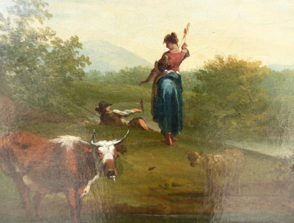 INTERESTING CONTINENTAL RURAL OIL PAINTING ON CANVAS View III