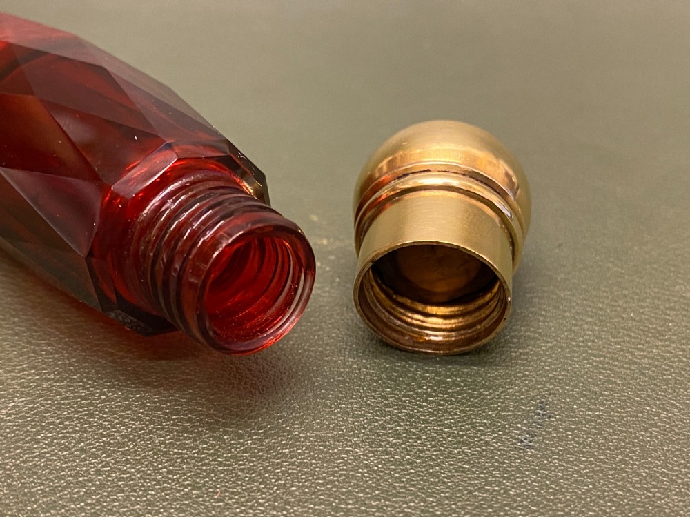 A Ruby-Glass multi-facted DOUBLE-ENDED Sent Bottle with Gilt Metal ends View IV