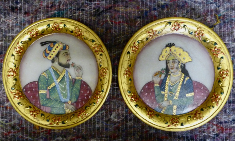 UNUSUAL PAIR OF INDIAN ALABASTER PLATES