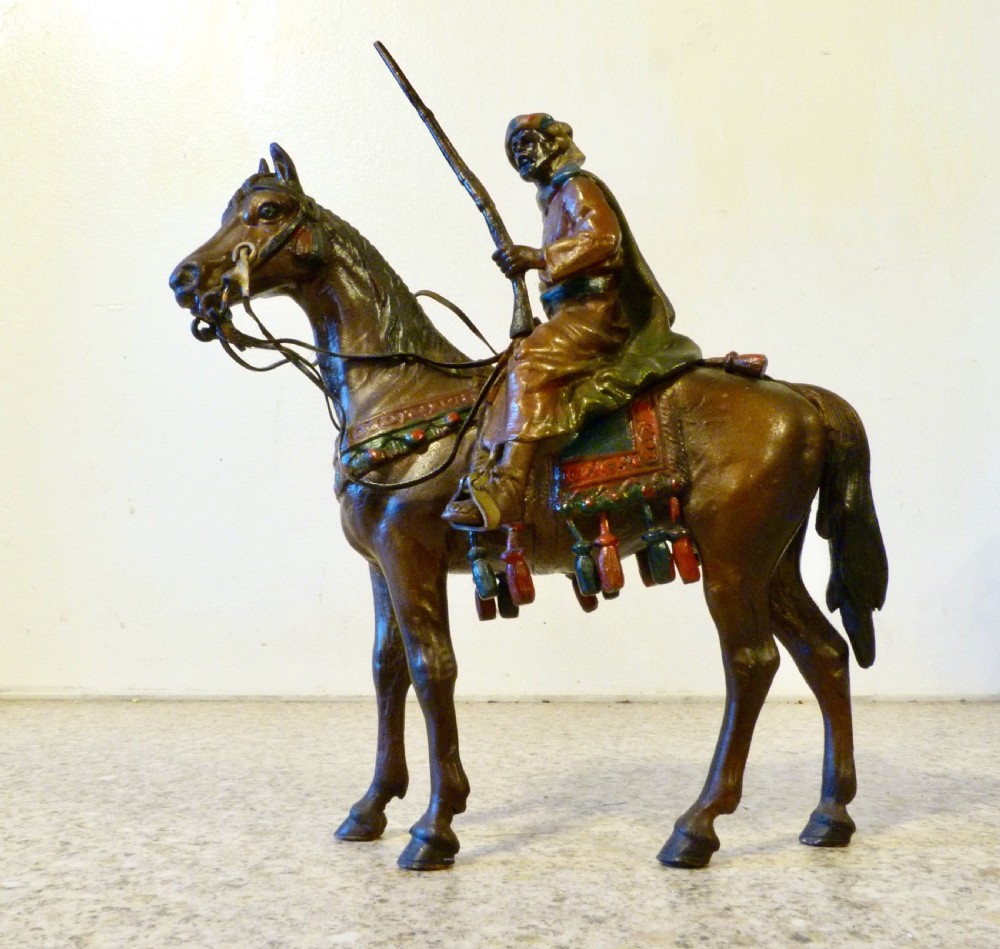 AUSTRIAN COLD-PAINTED FIGURE OF ARAB HORSEMAN