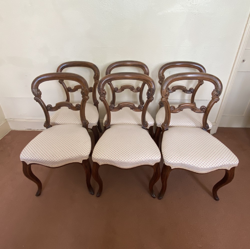 A good solid set of SIX Victorian rosewood balloon-back dining chairs