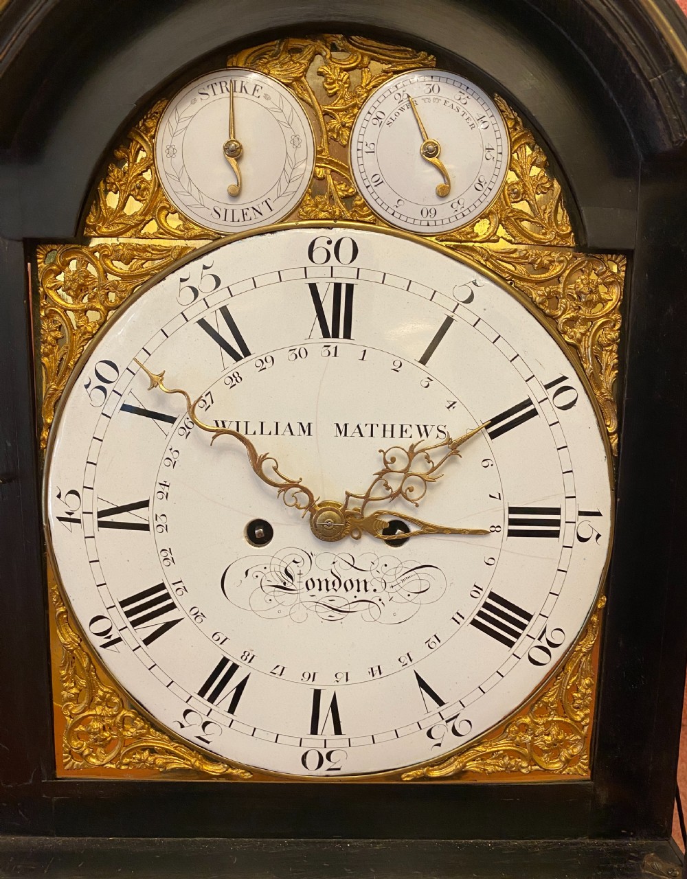 George III Enamel Dial Bracket Clock with Ebonised Case and Brass Fittings View III