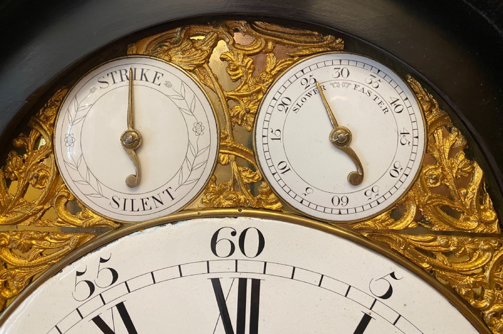 George III Enamel Dial Bracket Clock with Ebonised Case and Brass Fittings View V