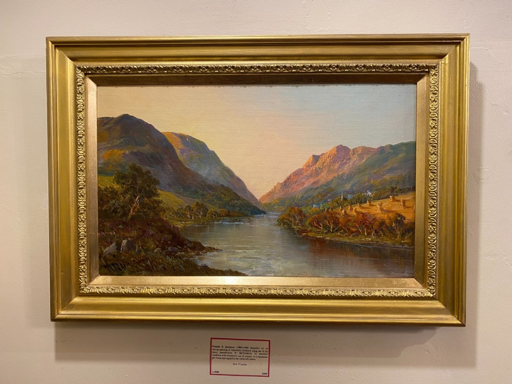 Francis E. Jamieson (fl.1910-1950): Early 20th Century framed oil on canvas - Aberfeldy, Scotland View II