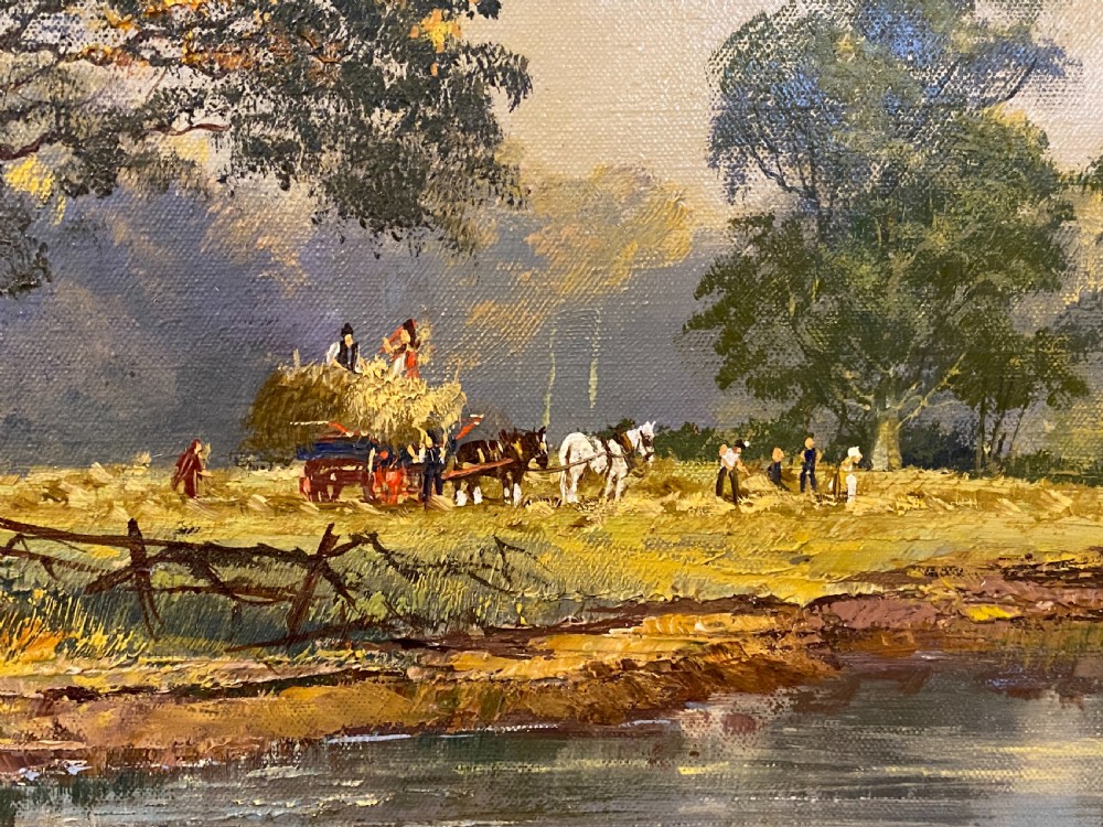 Don Vaughan - 20th Century Framed Oil on Canvas - The River Thames at Lechlade View VI