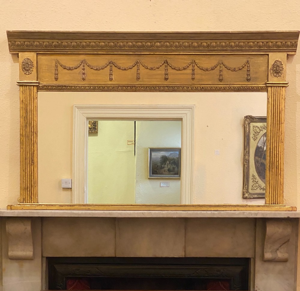 Late Victorian Gilded Rectangular Over-Mantel Mirror in Regency style