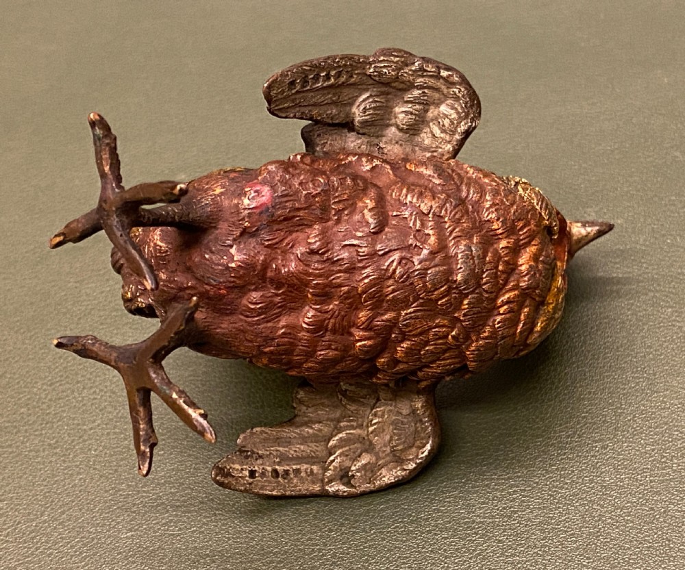 Late 19th century Austrian Cold Painted Bronze Cockerel (10cm tall) View XI