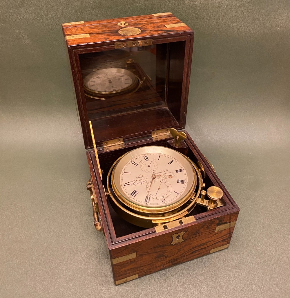 19th century Rosewood cased 54-hour Marine Chronometer, by John Campbell, Liverpool