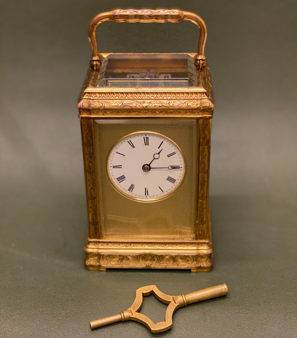 Engraved ‘Gorge’ cased striking French Carriage Clock, by Soldano View III
