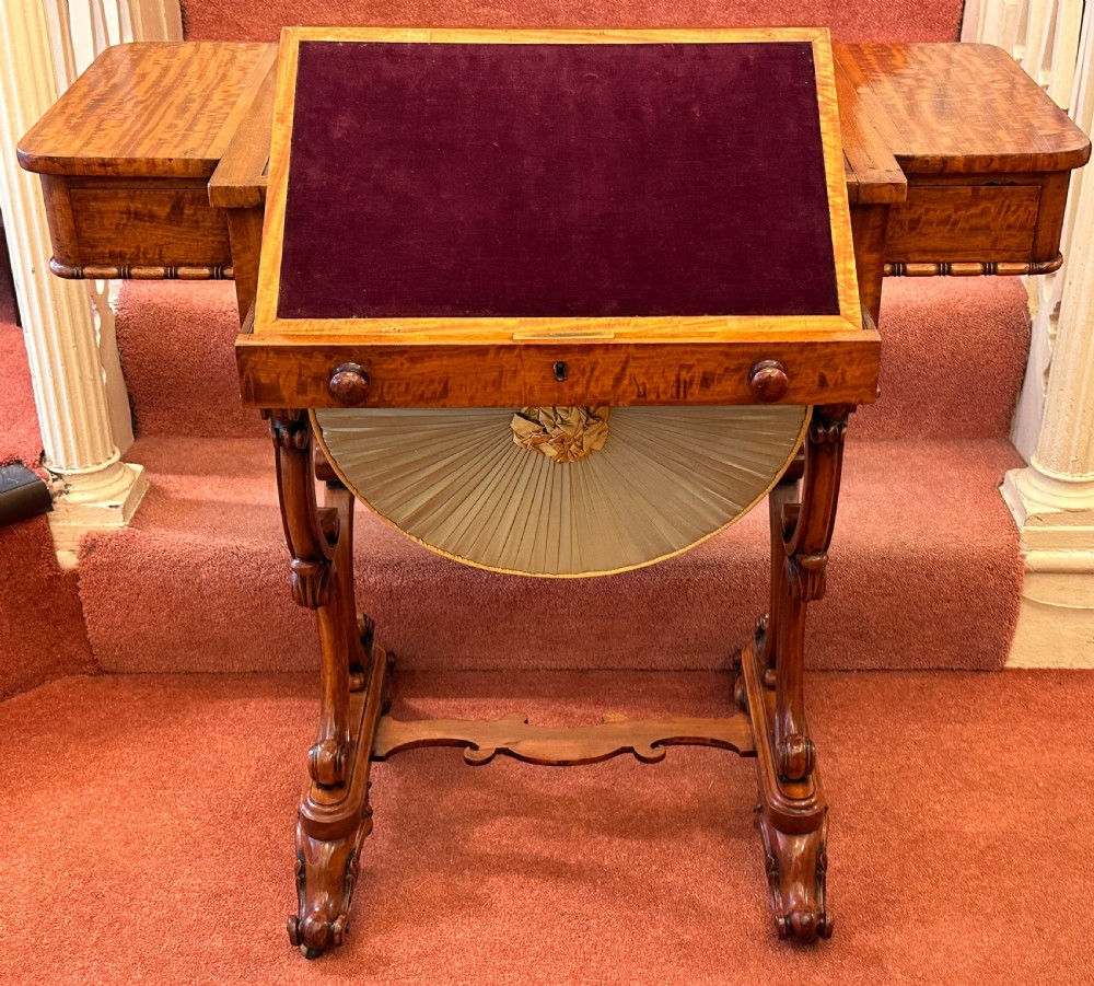 Rare 19th century GILLOWS Satinwood Games / Sewing / Writing Table View II