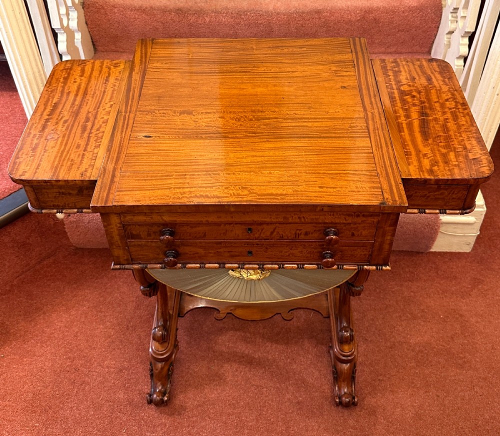 Rare 19th century GILLOWS Satinwood Games / Sewing / Writing Table View VII