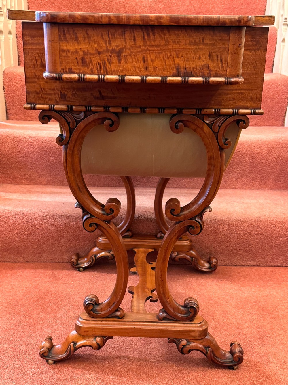 Rare 19th century GILLOWS Satinwood Games / Sewing / Writing Table View IX