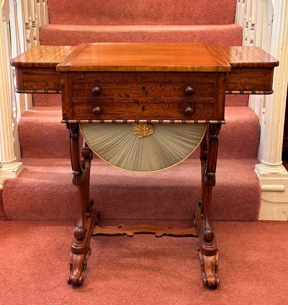 Rare 19th century GILLOWS Satinwood Games / Sewing / Writing Table View XII