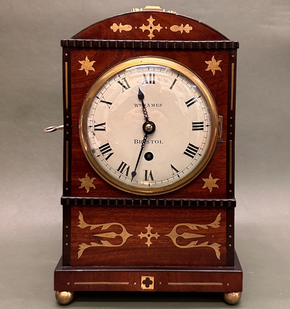 Small George IV mahogany Bracket Clock Timepiece by William James of Bristol, c.1820-25