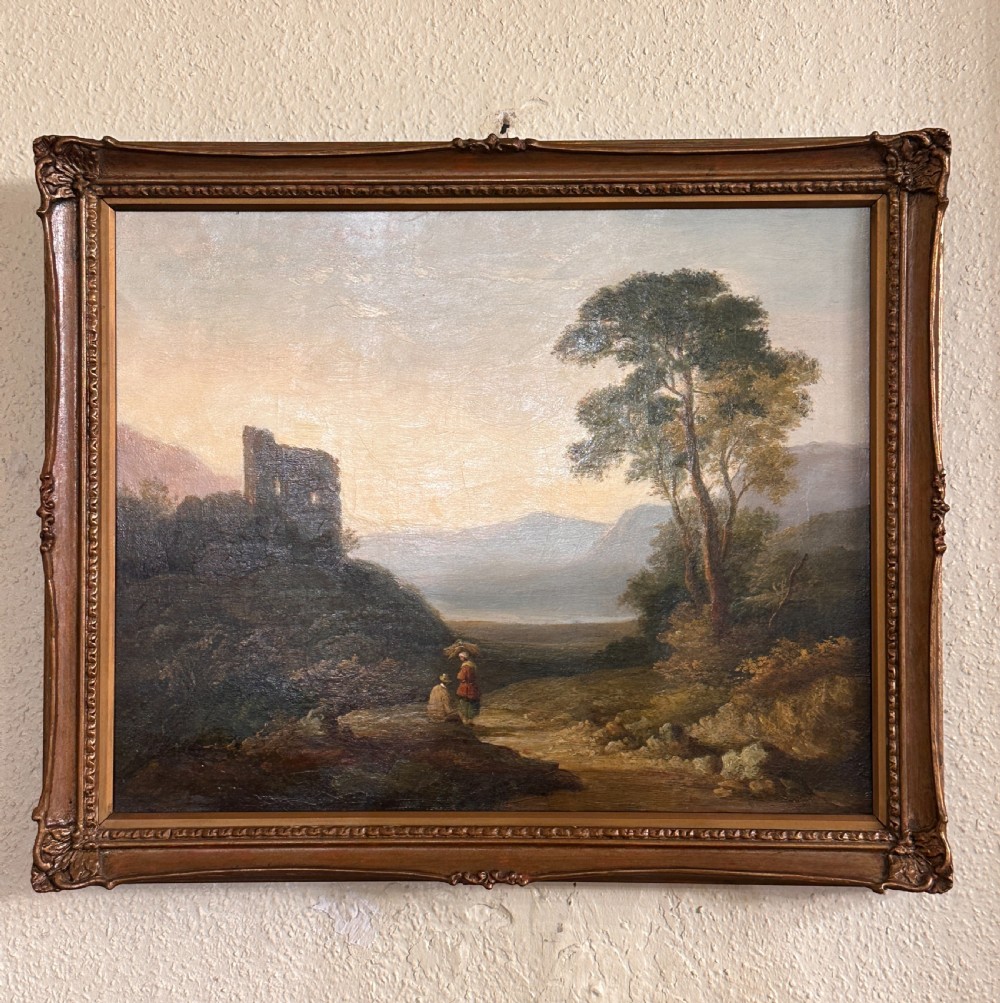Early 19th century gilt framed oil painting on canvas. Unsigned.