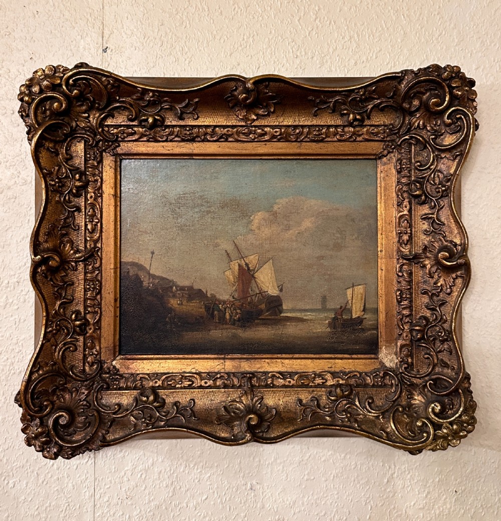 Framed Late 18th/early 19th century Marine Oil Painting. George Webster (fl.1797-1832)