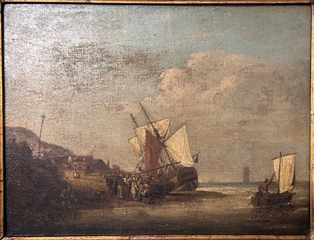 Framed Late 18th/early 19th century Marine Oil Painting. George Webster (fl.1797-1832) View IV