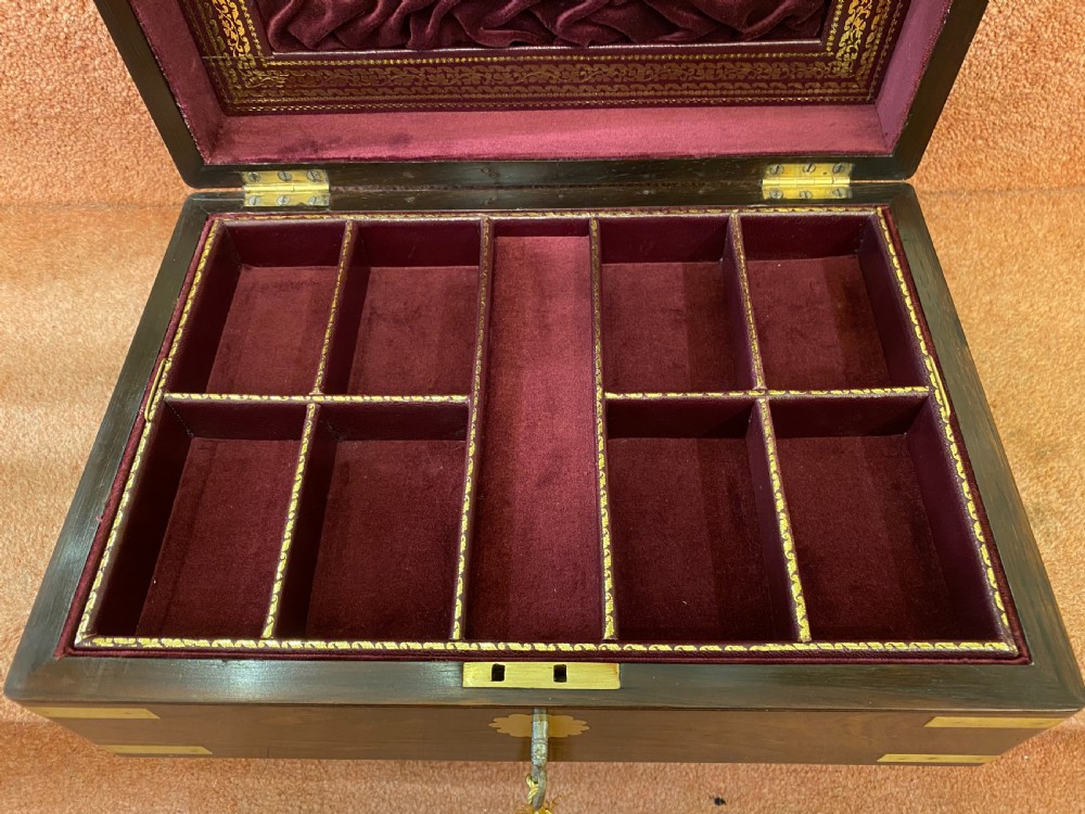 Mid-19th century brass-bound rosewood fitted JEWELLERY BOX View VI