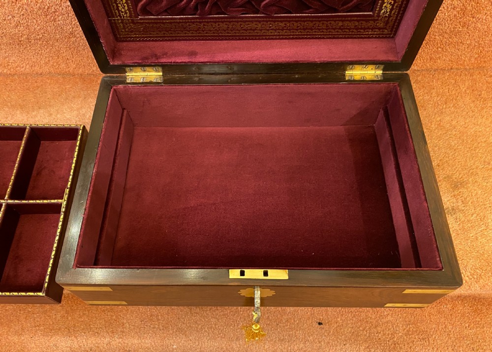 Mid-19th century brass-bound rosewood fitted JEWELLERY BOX View VIII