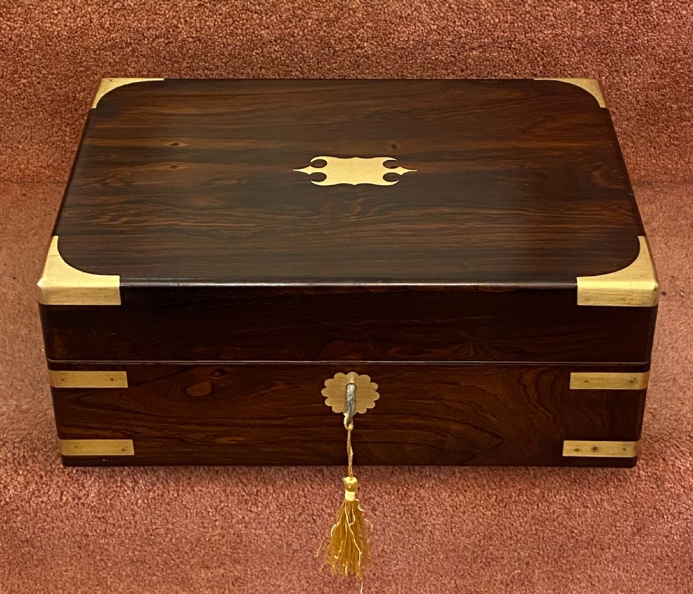 Mid-19th century brass-bound rosewood fitted JEWELLERY BOX View XI