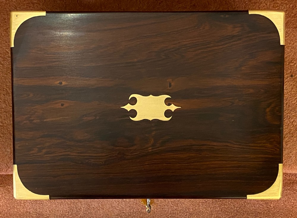 Mid-19th century brass-bound rosewood fitted JEWELLERY BOX View XII
