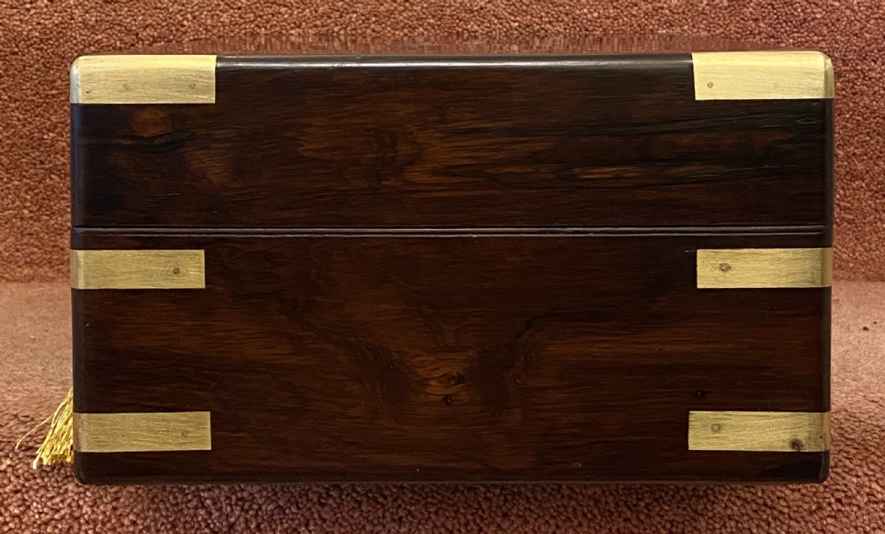 Mid-19th century brass-bound rosewood fitted JEWELLERY BOX View XIV