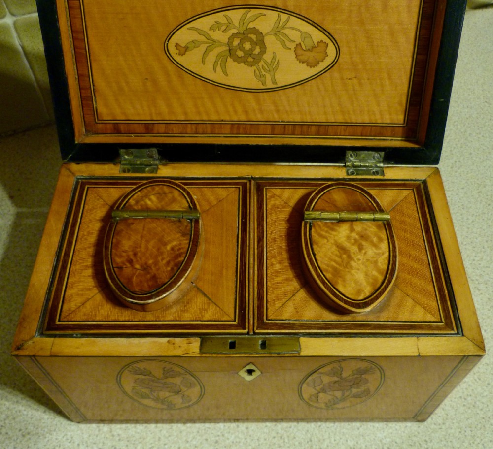 GOOD LATE 18TH CENTURY SHERATON TEA CADDY View III