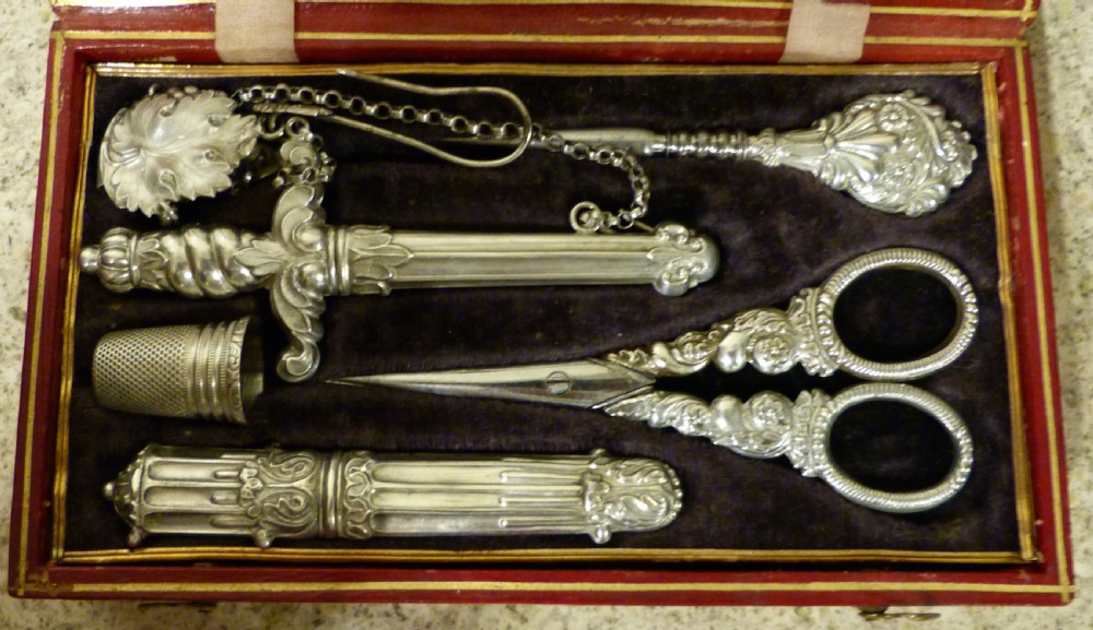 A PRETTY FRENCH SILVER-FITTED SEWING BOX  View II