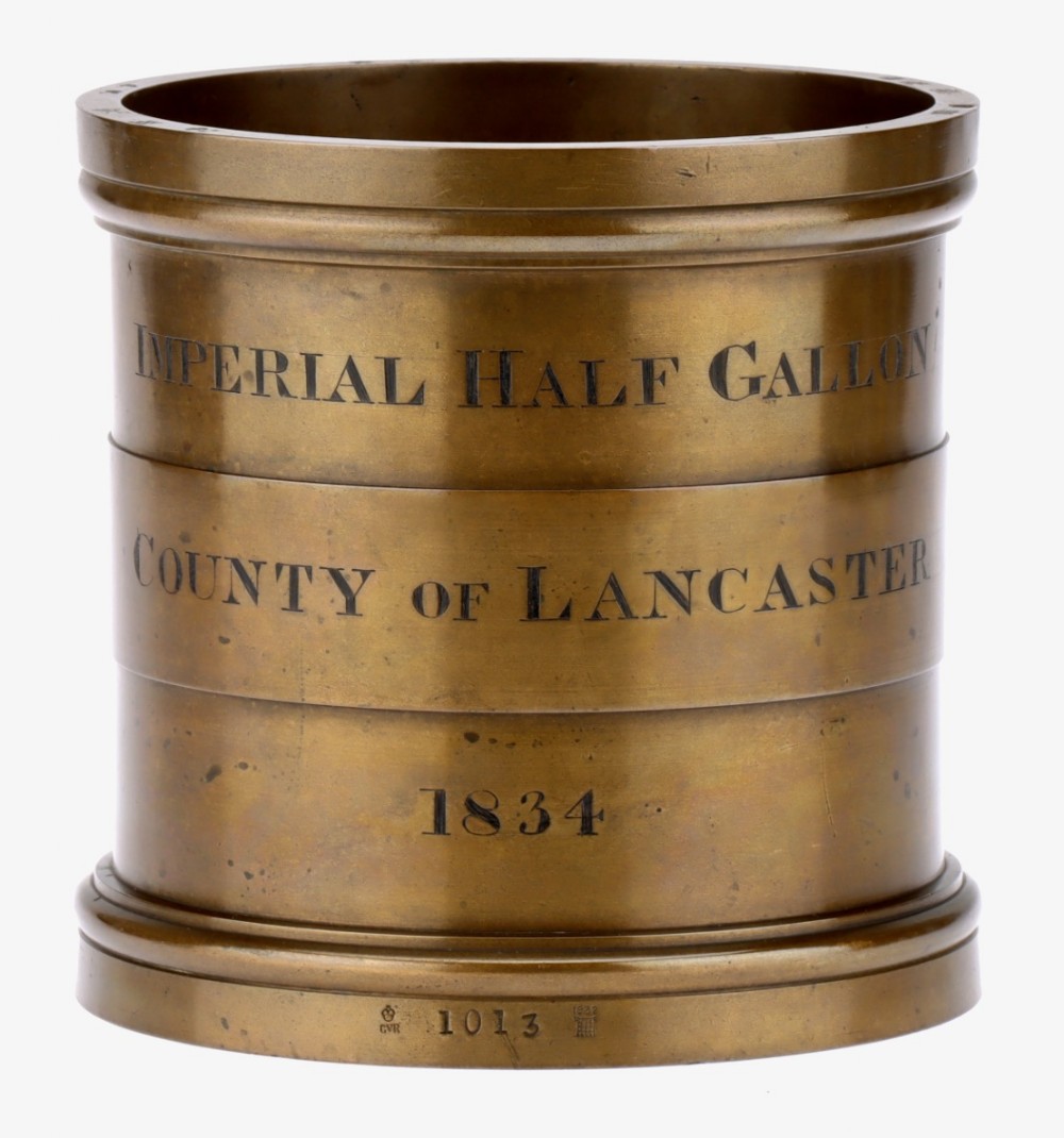FINE EARLY BRONZE HALF-GALLON MEASURE: 1834