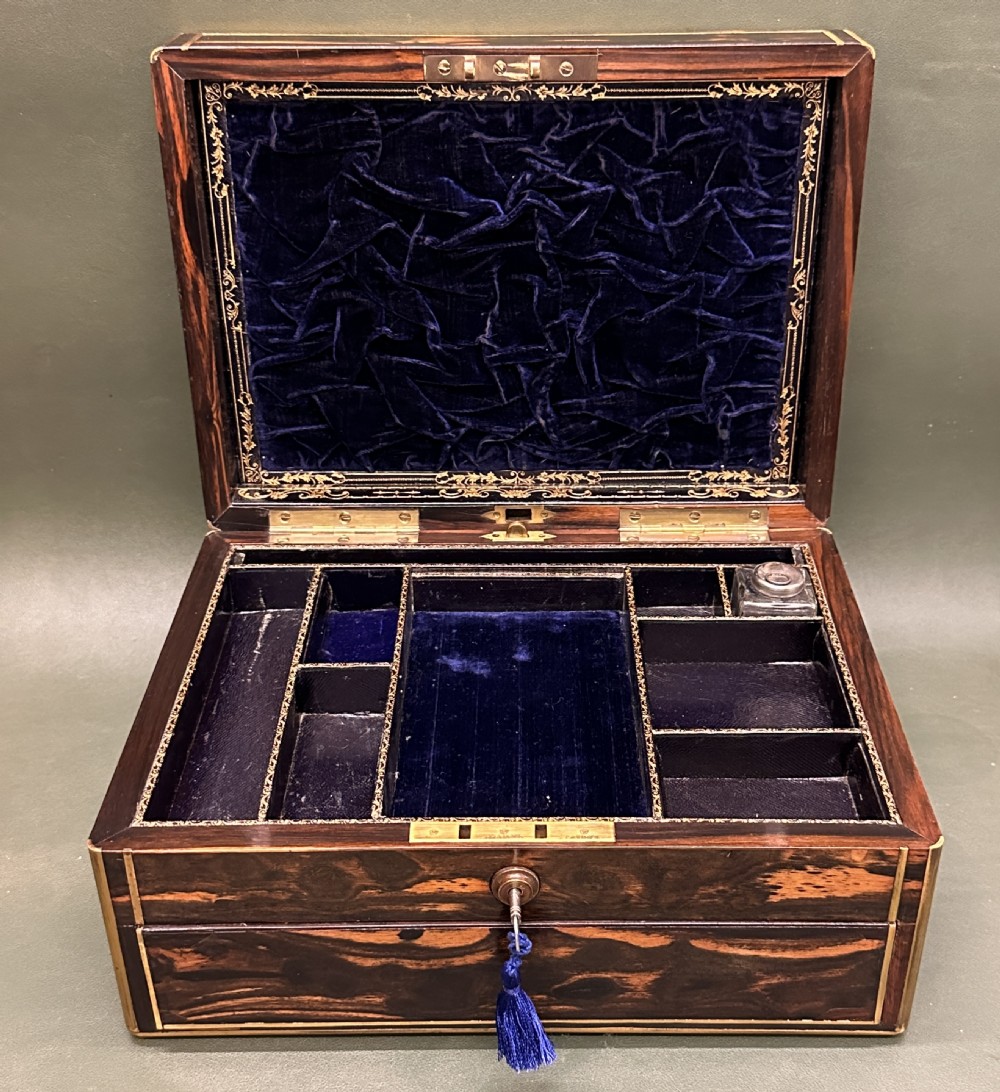 A good Victorian brass bound Coromandel-wood Jewellery Box, c.1860