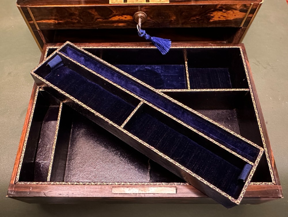 A good Victorian brass bound Coromandel-wood Jewellery Box, c.1860 View V