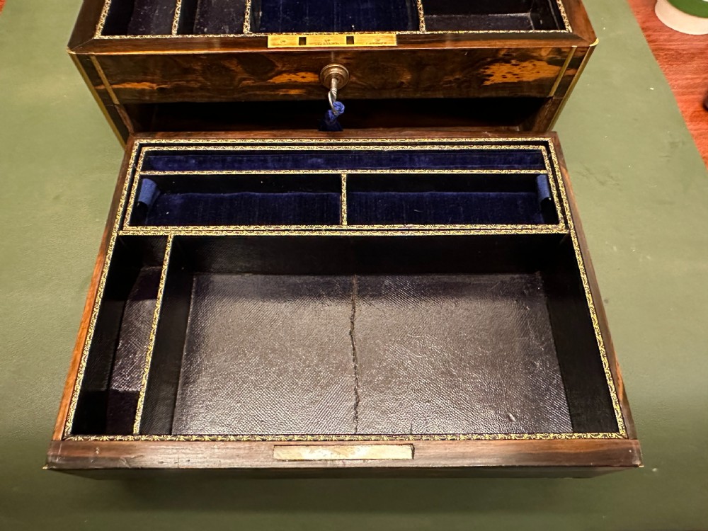 A good Victorian brass bound Coromandel-wood Jewellery Box, c.1860 View VIII