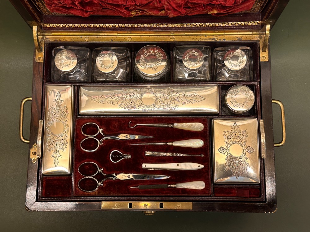 A good coromandel-wood Lady's silver Dressing Case and contents, Hallmarked 1858 View V