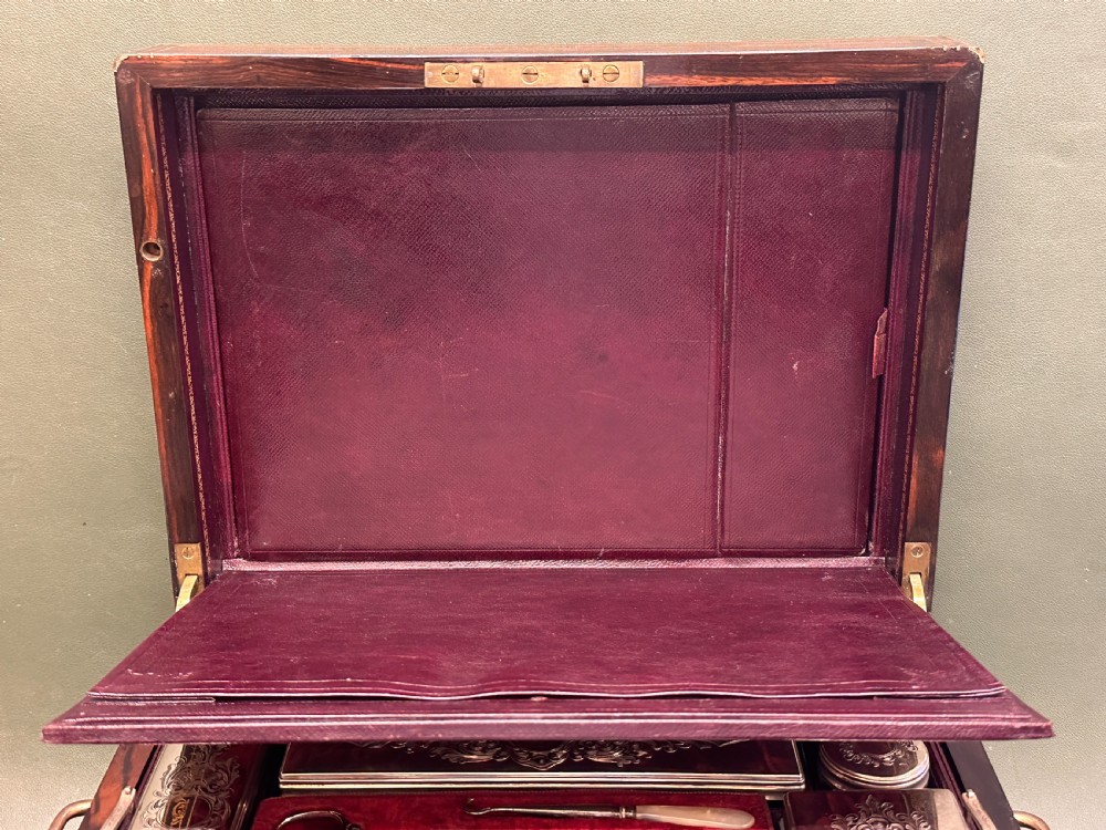 A good coromandel-wood Lady's silver Dressing Case and contents, Hallmarked 1858 View VI