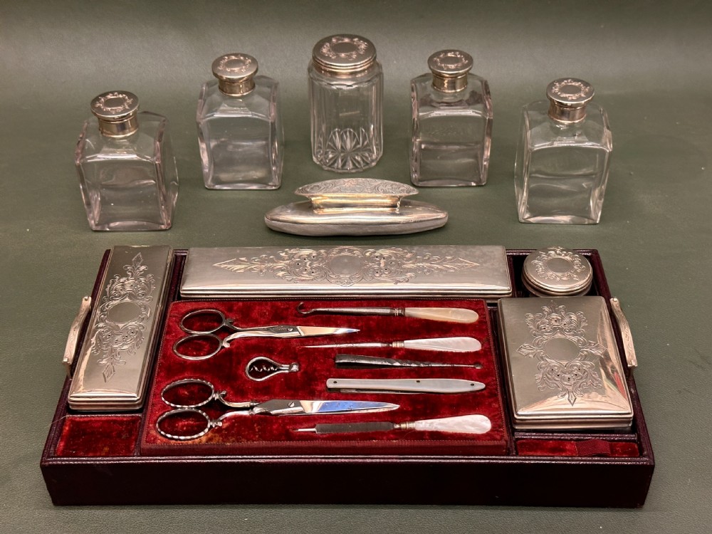 A good coromandel-wood Lady's silver Dressing Case and contents, Hallmarked 1858 View XXI