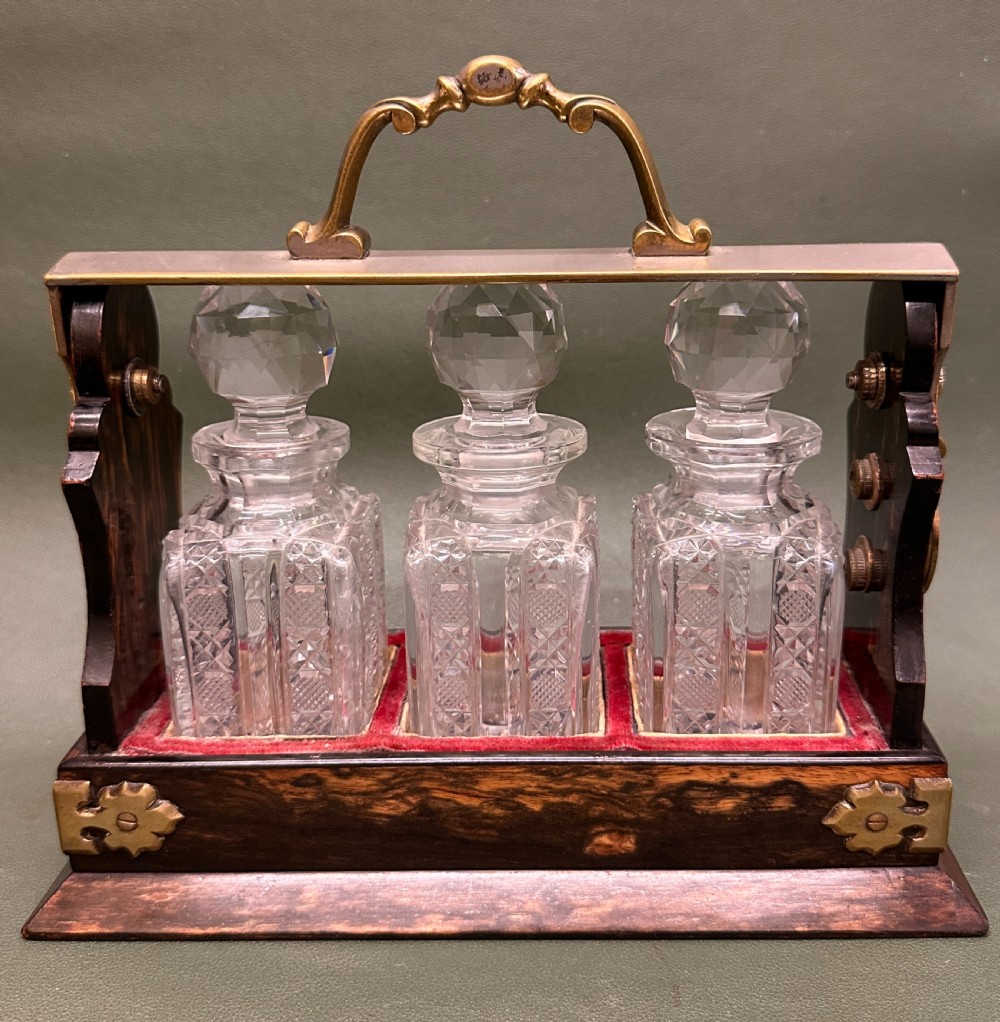 Coromandel-wood 3-decanter Tantalus of smaller size, by Betjemann of London View IV