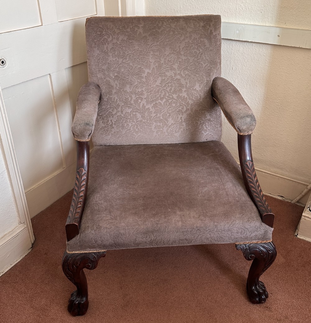 19th century carved mahogany Gainsborough style Armchair