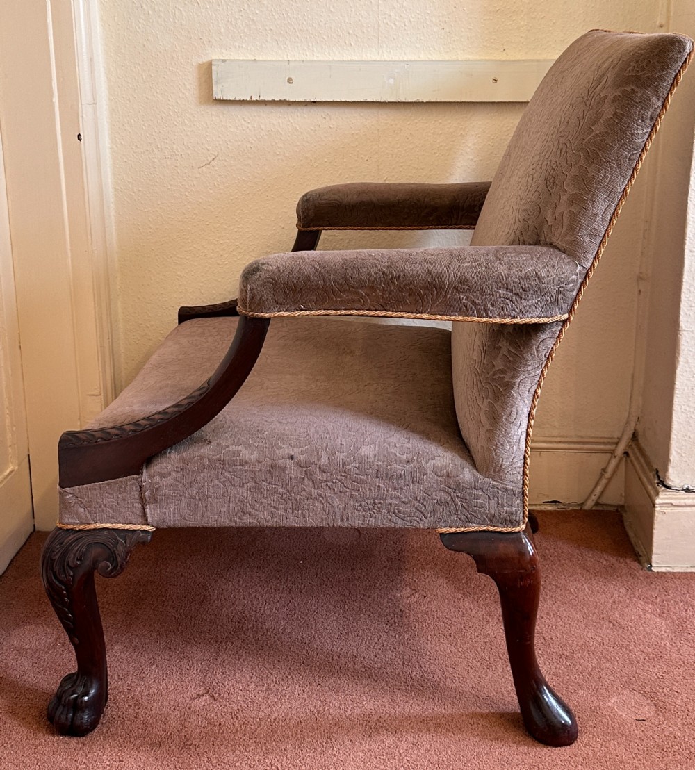19th century carved mahogany Gainsborough style Armchair View IV
