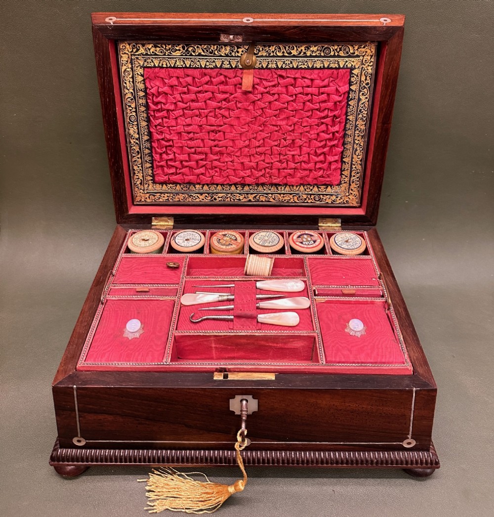 William IV Period Rosewood Sarcophagus shaped Sewing Box