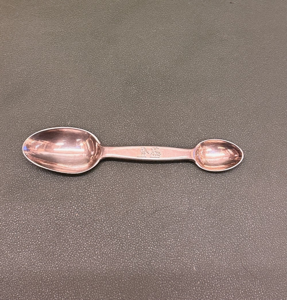 Rare Silver double-ended MEDICINE SPOON by George Unite, Birmingham 1839