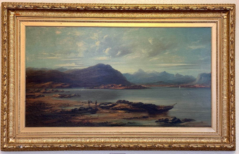 Large Framed Oil Painting on Canvas - A Scottish Loch, by R.G. Fraser (c.1873)
