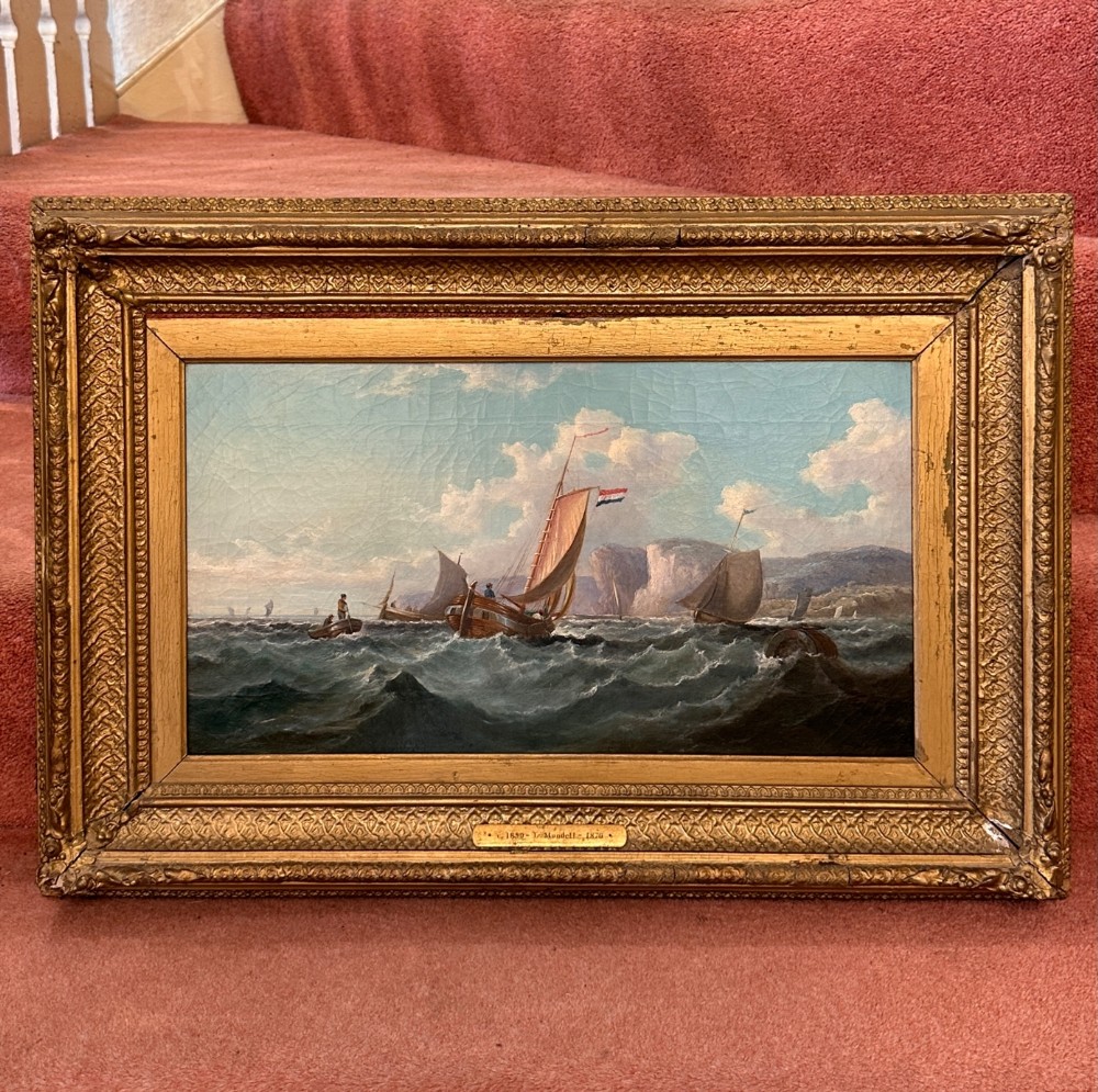 J. Mundell (fl. 1850-70): A good framed marine oil painting on canvas
