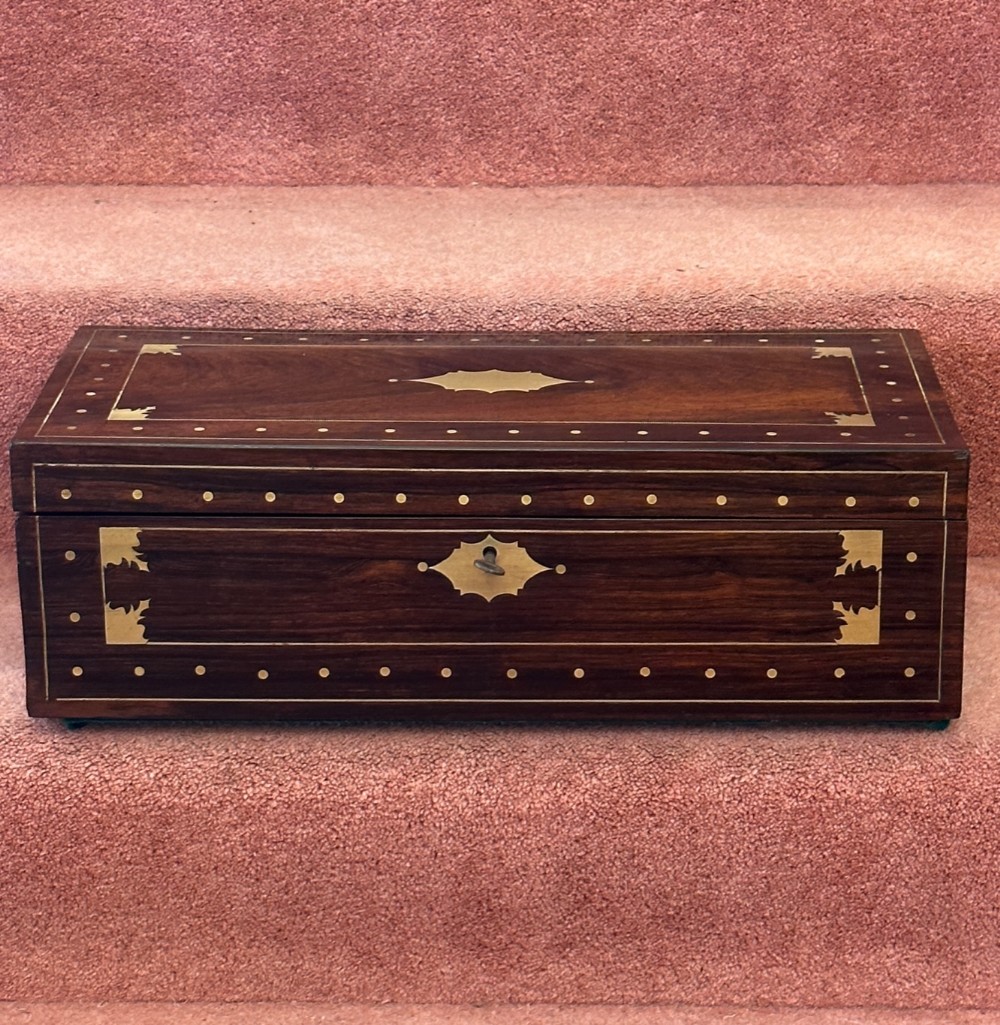 Regency rosewood and brass inlaid WRITING BOX